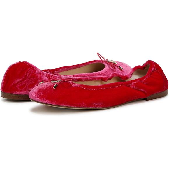 SAM EDELMAN Womens Felicia Ballet Flats US 11 EU 42 Pink Velvet Round Toe NIB - Picture 1 of 15